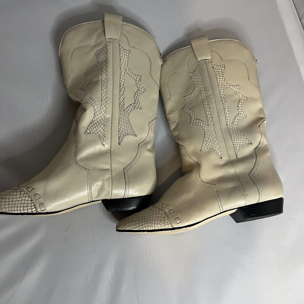 Vintage Hippopotamus withe Leather Boots with Aztec Western Detailing Sz 6 - Picture 8 of 8